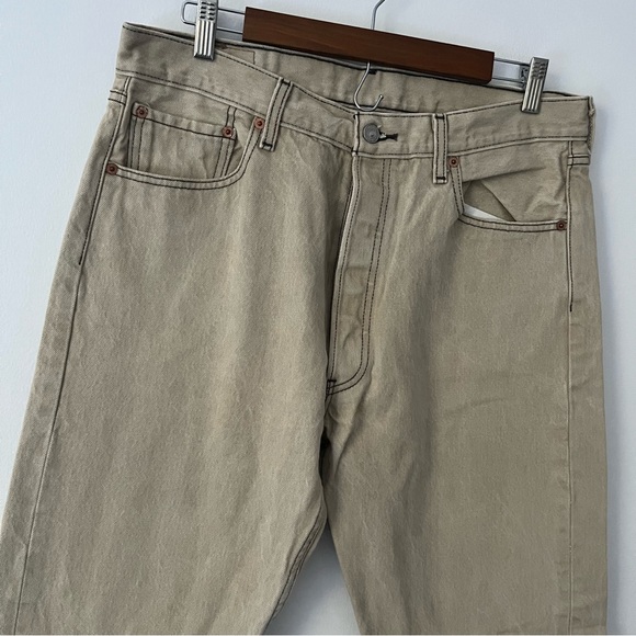 Levis 501 XX Straight Leg Beige Button Fly Rigid Y2K Jeans 36 X 34 (34 X 31) - Picture 2 of 11